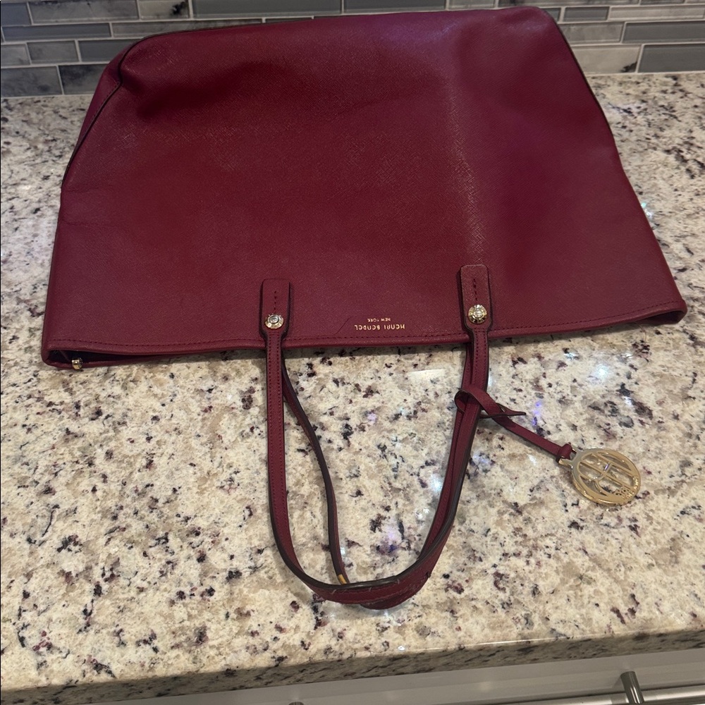 Henri Bendel Red Leather Tote with Gold Charm - Picture 4 of 16